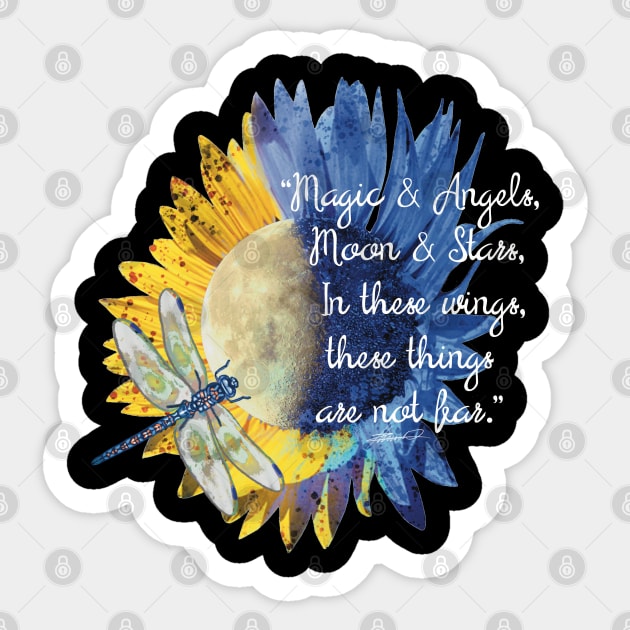 Sunflower Moon Dragonfly Quote Sticker by Beauty Bug Hub